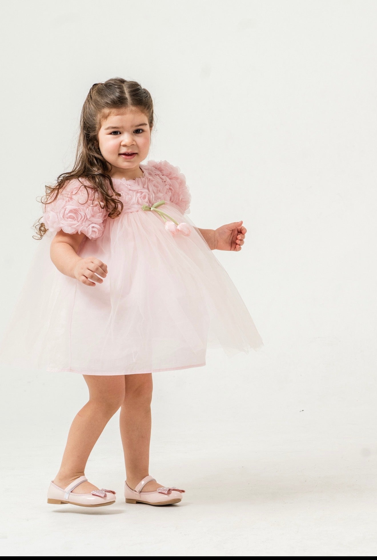 Robe Tulipe Rose/Blanc