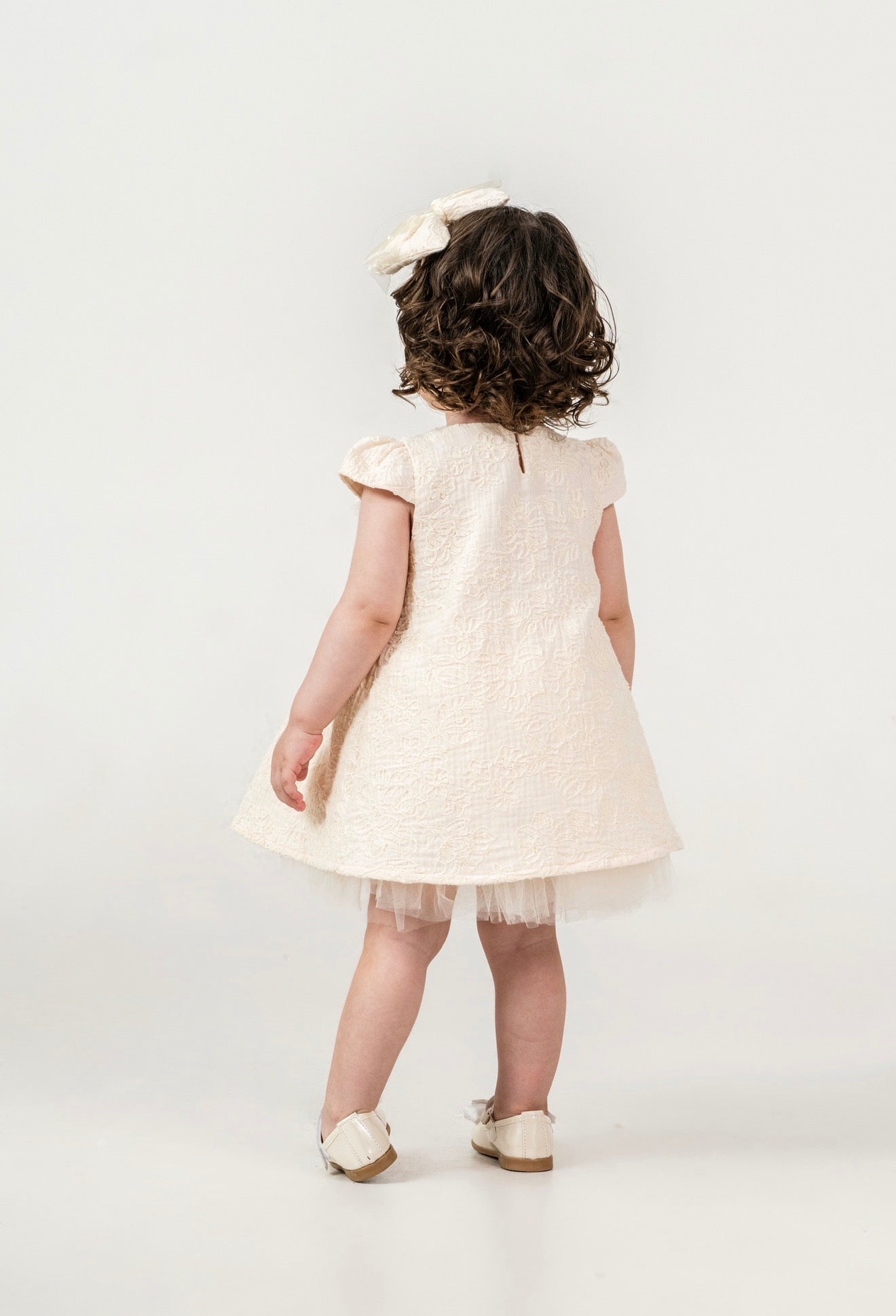 Robe 🎀 avec Serre-tête (Rose/Blanc beige)