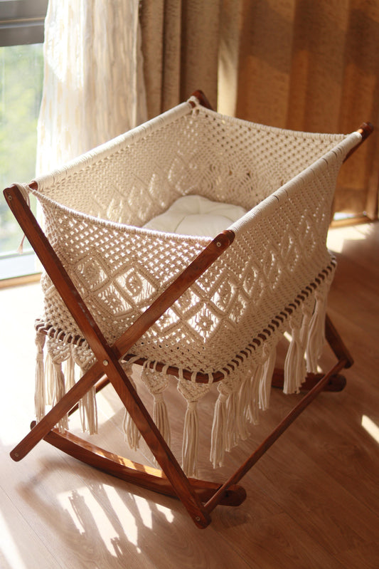 Berceau et couffin en macramé