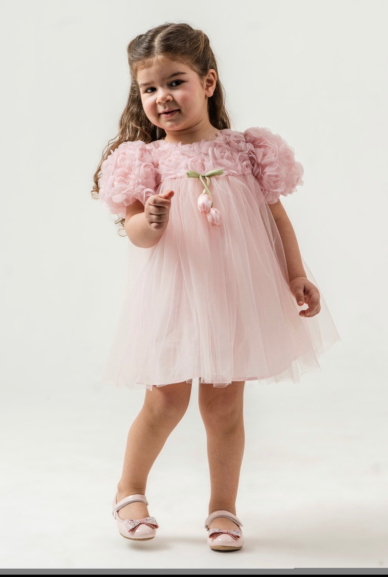 Robe Tulipe Rose/Blanc