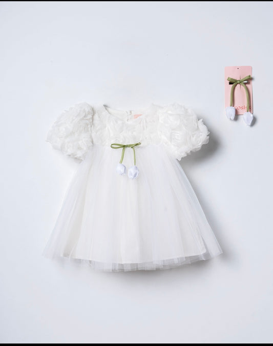Robe Tulipe Rose/Blanc